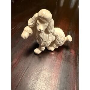 Vintage Mid-Century White Ceramic Poodle Figurine 4.5"Tall - Porcelain